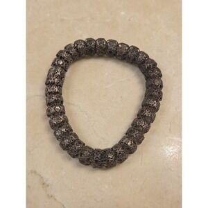 Vintage Chunky Sterling Silver Filigree Victorian Bracelet 6.5"